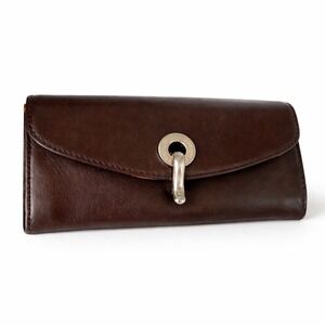 Kate Spade Cyndy Kent Brown Leather Wallet Latch Flap Quiet Luxury Old Money